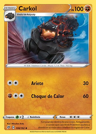 Carkol (106/192) - Carta Avulsa Pokemon