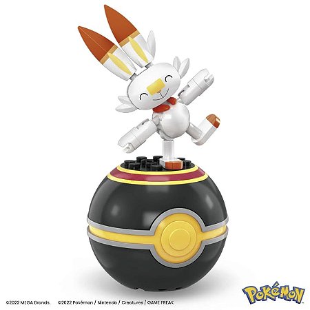 Scorbunny e Pokebola Colecionável Luxury Ball - Mega Brands (25 peças)