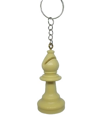 Chaveiro 3D Peça de Xadrez - Bispo Bege 6cm