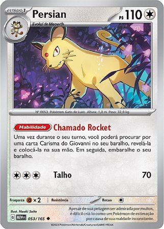 Persian (053/165) - Carta Avulsa Pokemon