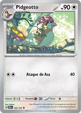 Pidgeotto (163/197) - Carta Avulsa Pokemon