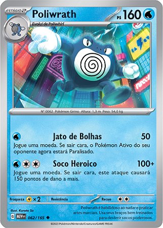 Poliwrath (062/165) REV FOIL - Carta Avulsa Pokemon
