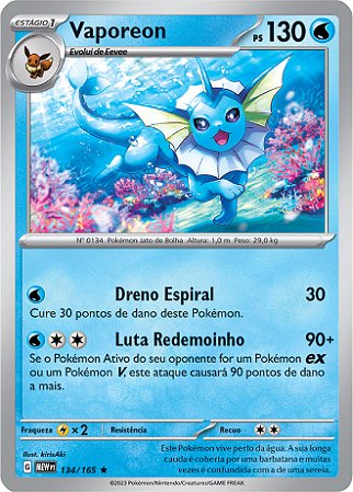Vaporeon (134/165) FOIL - Carta Avulsa Pokemon