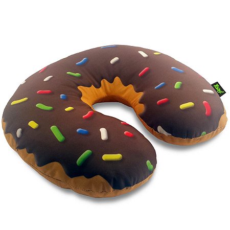 Almofada de Pescoço Rosquinha Donut de Chocolate (40x40) - Dupla face