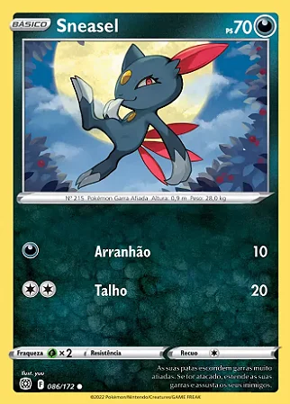 Sneasel (86/172) - Carta Avulsa Pokemon
