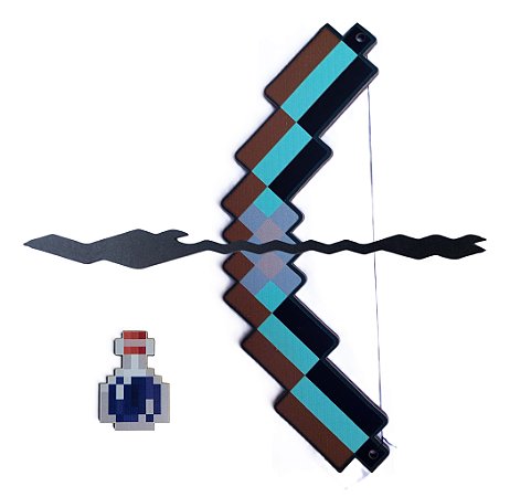 Arco e Flecha de Esmeralda Minecraft com 1 Poção em MDF