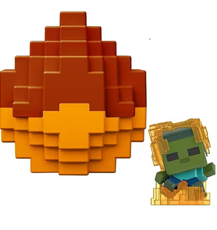 Zumbi com Ouro - Mini Mode Ovo (Spawn Egg Nether) Minecraft (5cm)