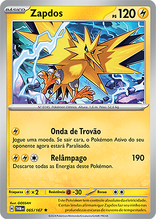 Zapdos (065/167) FOIL - Carta Avulsa Pokemon