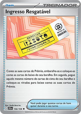 Ingresso Resgatável / Redeemable Ticket (156/159) - Carta Avulsa Pokemon