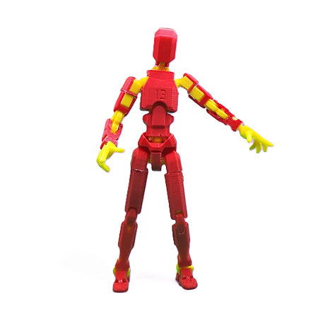 Boneco Dummy Articulado 3D para Montar - Vermelho e Amarelo (61 pçs)