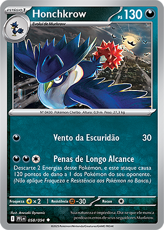 Honchkrow (058/094) - Carta Avulsa Pokemon