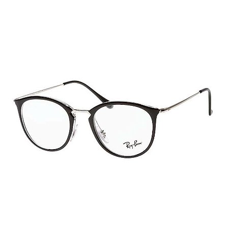 Óculos de Grau Ray Ban RX7140 Preto Brilho com Prata Redondo - Óculos de  Grau-Óculos de Sol-Masculino-Feminino | Univisão Ótica