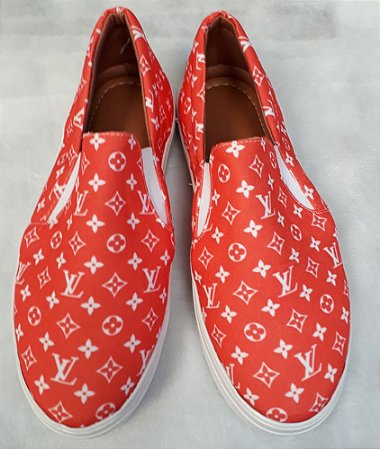 Tênis Slip On Louis Vuitton Branco F. Vermelho - 33 ao 43.