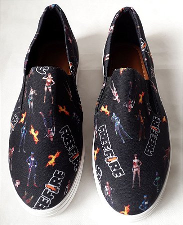 Tênis Slip On Free Fire F. Preto Tamanho 33 ao 43.