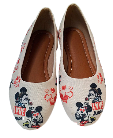 Sapatilha Minnie Mouse Branca Infantil Tam. 23 ao 42.