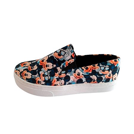 Tênis Slip On Mickey Mouse Cabecinhas Unissex Sapato Feminino e Masculino - Tam. 33 ao 43.