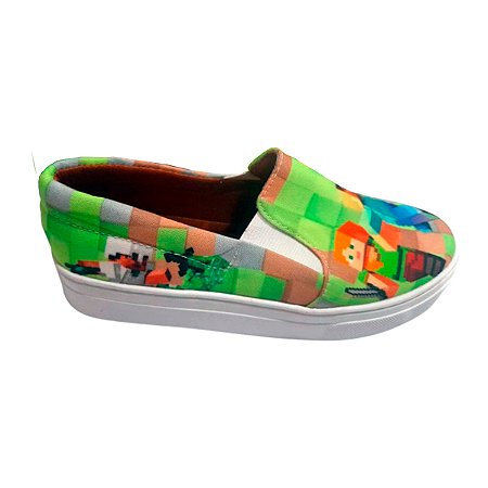 Tênis Slip On Minecraft Gamers Conforto e Qualidade Tênis Masculino Sapato Feminino - 33 ao 43.