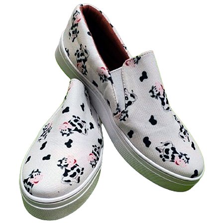 Tênis Slip On Vaca Branco Confortável Unissex Sapato Feminino Tam. 33 ao 43.