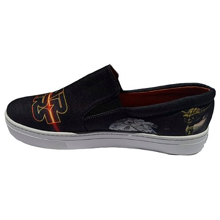 Tênis Slip On Star Wars Preto Mestre Yoda Unissex - Tam. 33 ao 43.