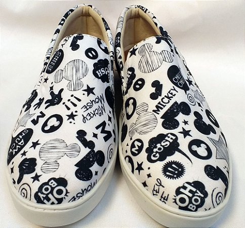 Tênis Slip On Minnie Mickey Preto e Branco a Pronta Entrega.