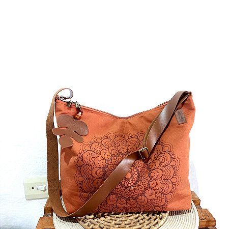 Bolsa aveludada Mandala Alça couro sintético