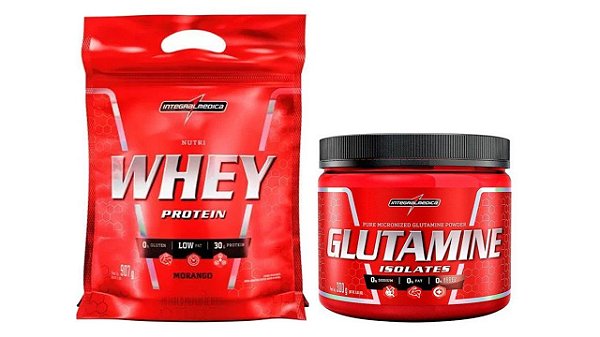 Kit Nutri Whey Protein + Glutamine 300g - IntegralMédica - Armazem do Corpo