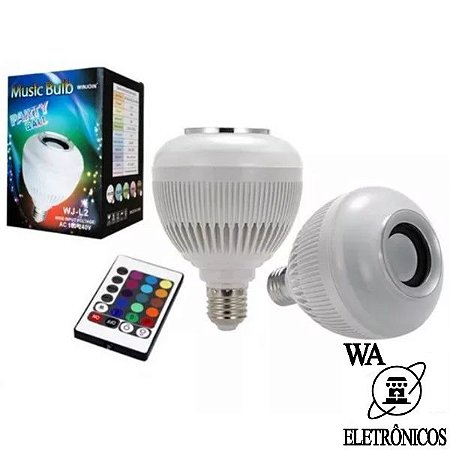 Lampada Led 12 Cores Caixa Som MP3 Bluetooth c/Controle