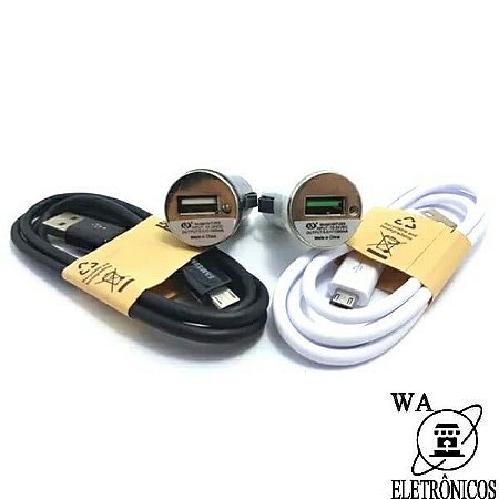 Carregador Veicular + Cabo USB V8