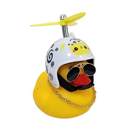 BUZINA SILICONE PATO COM CAPACETE BRANCO PSICODÉLICO