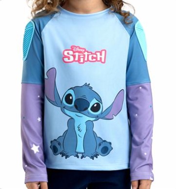 CAMISA STITCH, AZL, MANGA LONGA, TAM 4