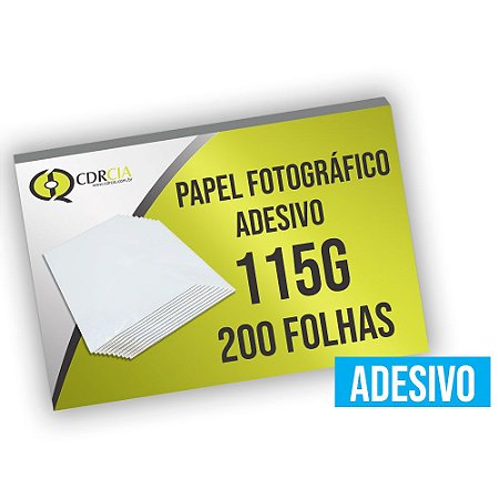 Papel Adesivo A4 Fotográfico 115g, Auto Brilho - 200 Folhas