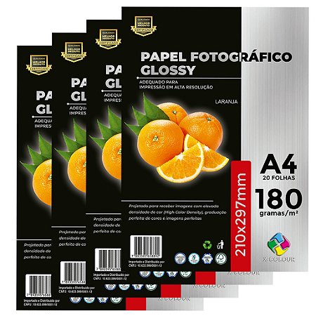 Papel A4 Fotográfico 180g X-Colour Auto Brilho - Kit com 2000 Folhas