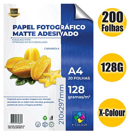 Papel Fotográfico Matte Adesivo 128g A4 200 Folhas