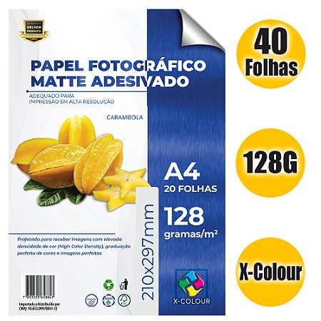 Papel Fotográfico Matte Adesivo 128g A4 40 Folhas