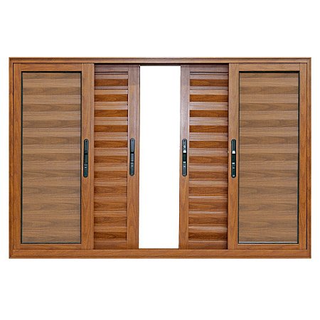 Veneziana 6 Folhas - Sem Grade - Alumínio Madeirado