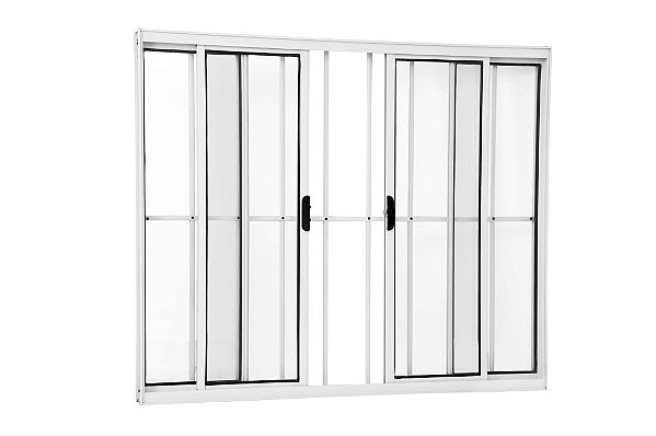 Vitro 4 Folhas 1,00 X 1,20 Com Grade Alumínio Branco L14
