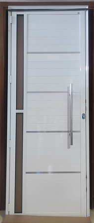 Porta Lambril Com Friso, Visor E Puxador - Alumínio Branco