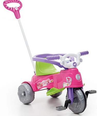 Triciclo Infantil Com Empurrador Motoca Passeio Bebê Rosa