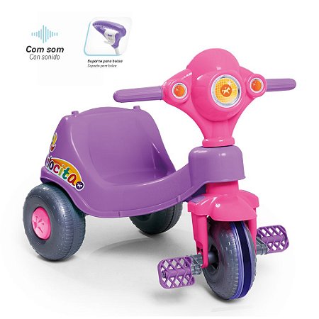 Triciclo Infantil Calesita Velocita - 2 em 1 - Pedal e Passeio com Aro -  Rosa L - Modas Paula Baby