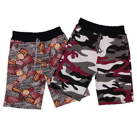 short moletom masculino estampado