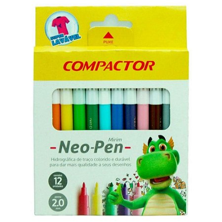 Canetinha Hidrográfica Neo Pen Mirim 12 cores Compactor