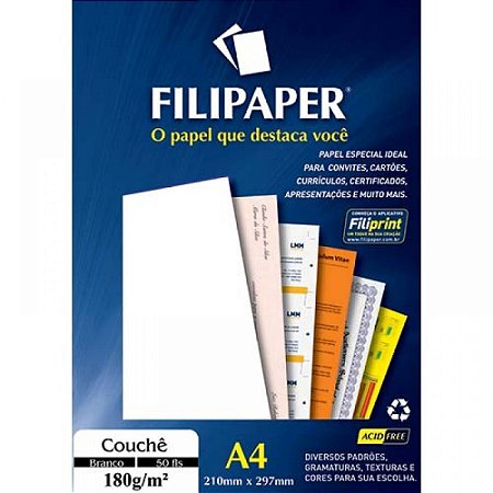 Papel Couche Branco A4 180gr c/50fls