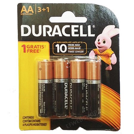 Pilha AA Alcalina Duracell C/4