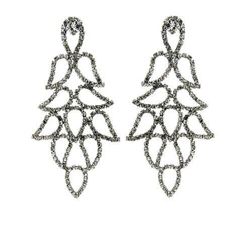 Brinco Festa Strass Ródio Negro Semi Jóia