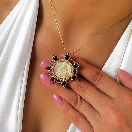 Colar Nossa Senhora Zircônias *Semi Jóia