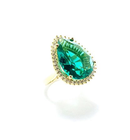 Anel Cravejado Gota Folheado a Ouro 18k