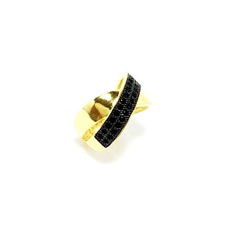 Anel Cravejado Folheado a Ouro 18k