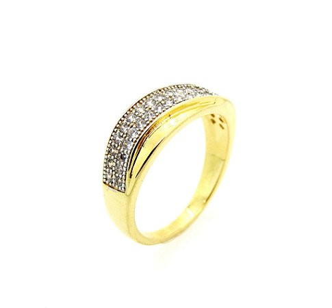 Anel Cravejado Folheado a Ouro 18k