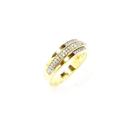 Anel Cravejado Folheado a Ouro 18k