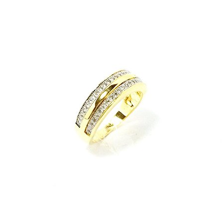 Anel Cravejado Folheado a Ouro 18k